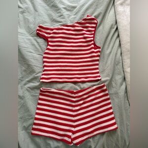 Amazon Red and White Striped Knit Set